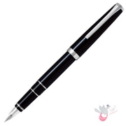 PILOT Falcon Fountain Pen (14ct Gold Rhodium Plated Nib and Con-70 Converter) - Black - Soft Medium