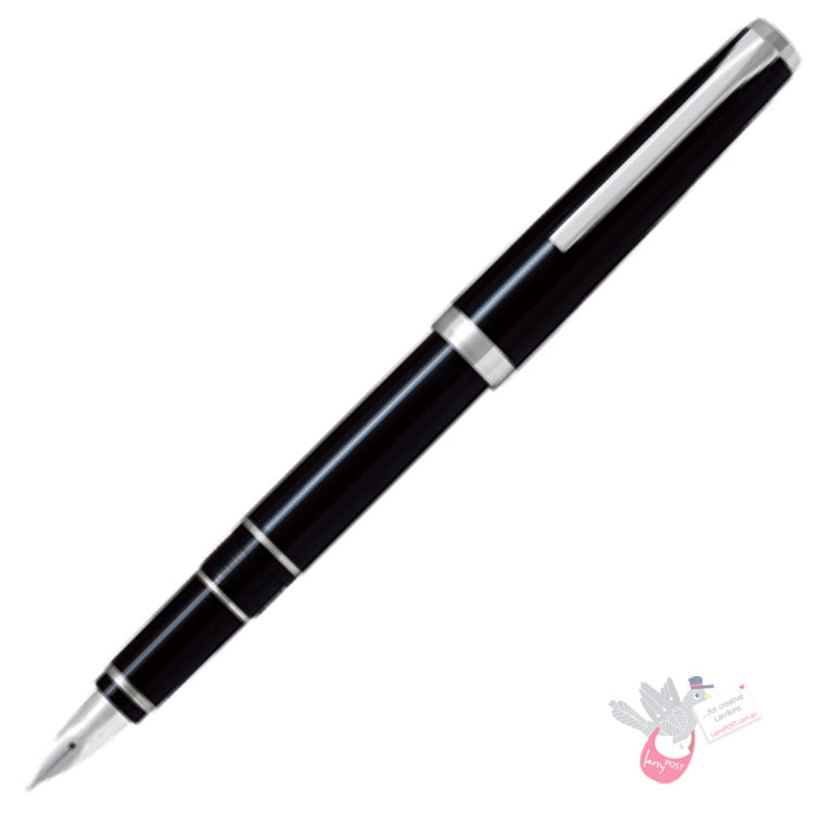 PILOT Falcon Fountain Pen (14ct Gold Rhodium Plated Nib and Con-70 Converter) - Black - Soft Medium