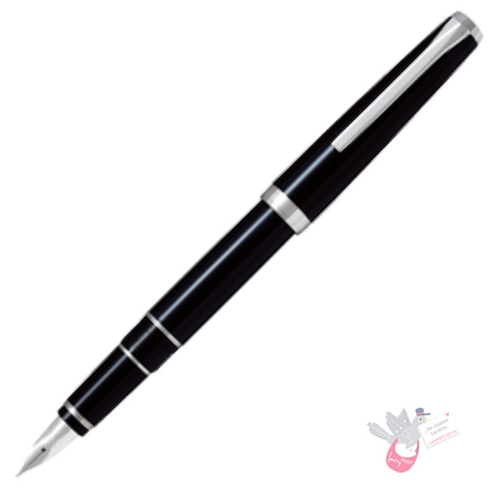 PILOT Falcon Fountain Pen (14ct Gold Rhodium Plated Nib and Con-70 Converter) - Black
