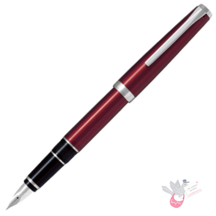 PILOT Metal Falcon Fountain Pen (14ct Gold Rhodium Plated Nib and Con-70 Converter) - Red - Soft Medium Nib