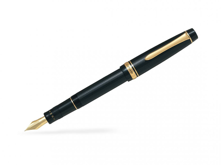PILOT Justus 95 Fountain Pen (14ct Gold Adjustable Nib and Con-70) - Net Black - Fine Nib