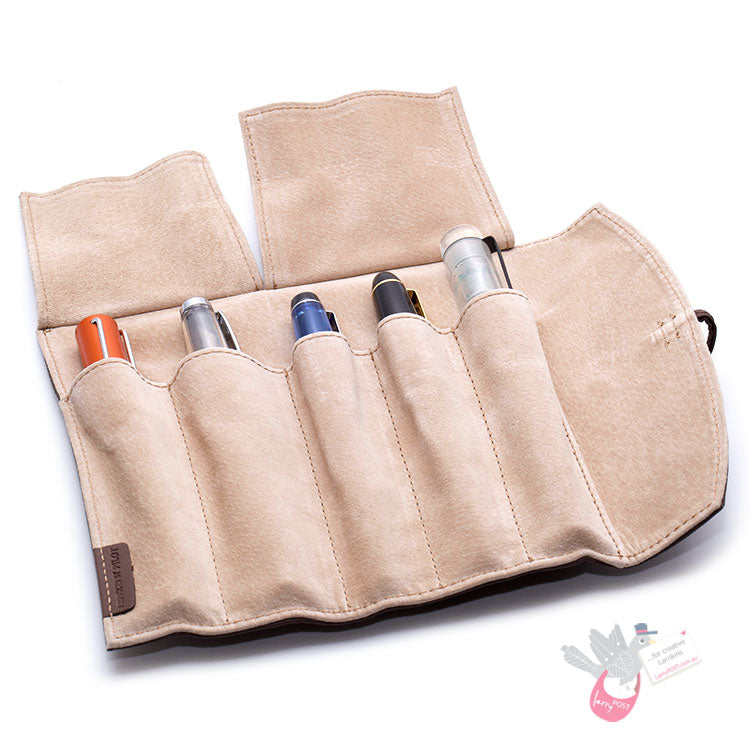 PILOT Pensemble Leather Pen Wrap - 5 Pen - Dark Brown