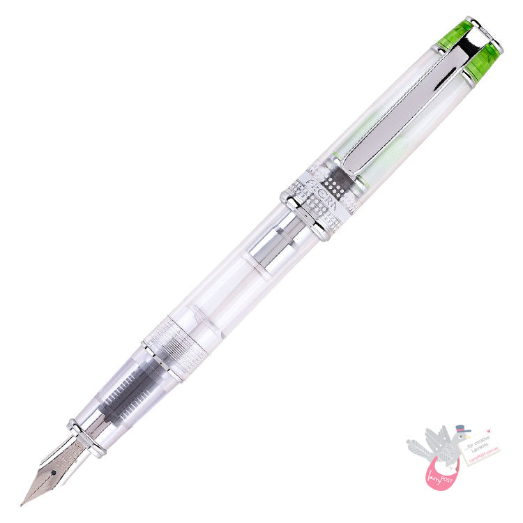 PILOT Prera Demonstrator Fountain Pen - Clear/Green - Medium Nib (includes con-40 converter)