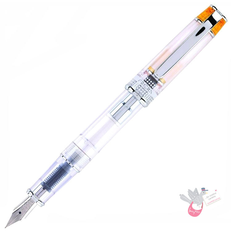 PILOT Prera Demonstrator Fountain Pen - Clear/Orange - Medium Nib (includes con-40 converter)