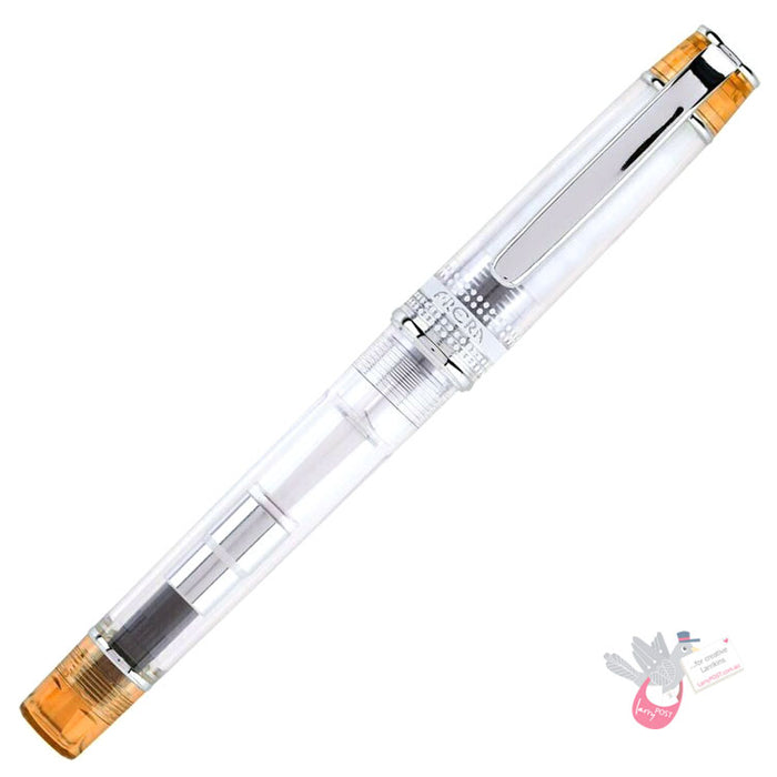 PILOT Prera Demonstrator Fountain Pen - Clear/Orange - Cursive Medium (CM) Italic Nib (includes con-40 converter)