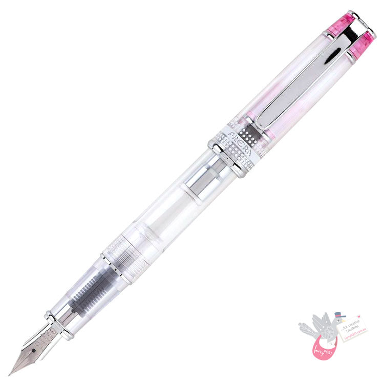 PILOT Prera Demonstrator Fountain Pen - Clear/Pink - Fine Nib (includes con-40 converter)