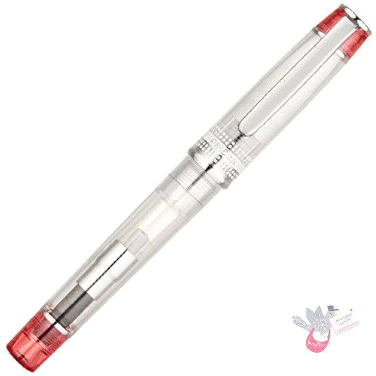 PILOT Prera Demonstrator Fountain Pen - Clear/Red - Medium Nib (includes con-40 converter)