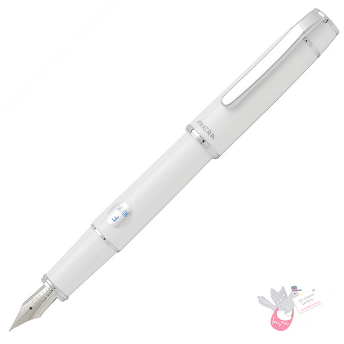 PILOT Prera Fountain Pen - White - Fine Nib + 3 x 15mL Ink Gift Set (Shin-Kai, Take-Sumi, Yama-Budo)