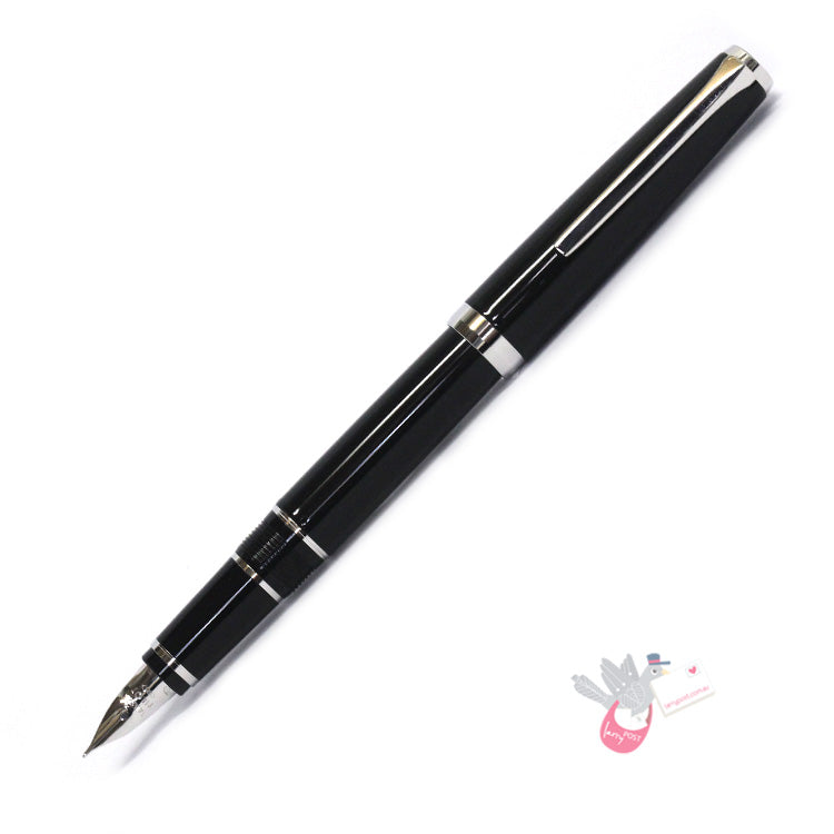 PILOT Falcon Fountain Pen (14ct Gold Rhodium Plated Nib and Con-70 Converter) - Black - Soft Medium
