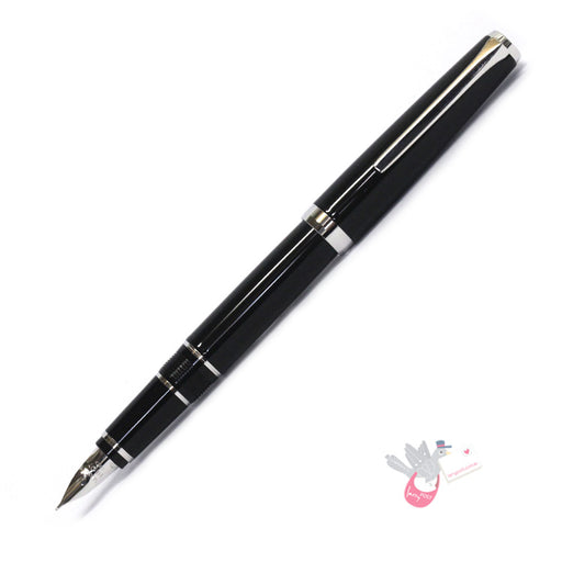 PILOT Falcon Fountain Pen (14ct Gold Rhodium Plated Nib and Con-70 Converter) - Black - Soft Medium
