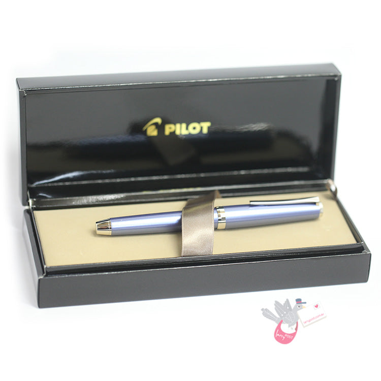 PILOT Metal Falcon Fountain Pen (14ct Gold Rhodium Plated Nib and Con-70) - Light Blue - Soft Extra Fine Nib