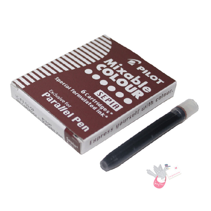 PILOT Parallel Pen Ink Cartridge - 6 Pack - Sepia