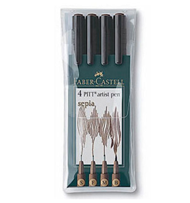 FABER-CASTELL Pitt Artist Pen - 4 (S, F, M, B) - Sepia