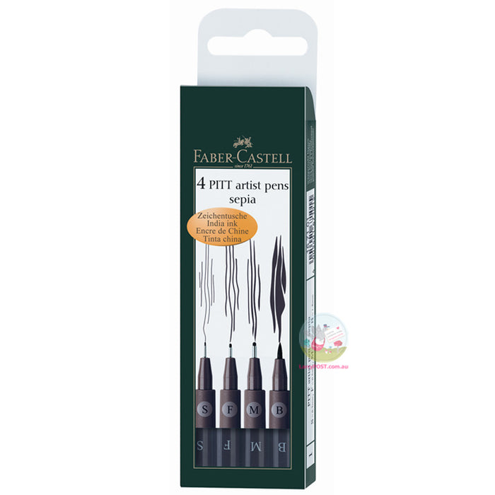 FABER-CASTELL PITT Artist Pen 4 Assorted - Black