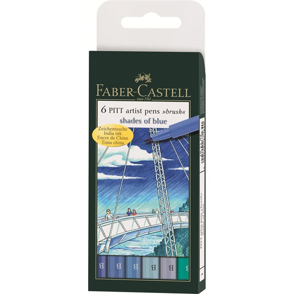 aber-Castell PITT Artist Pen - 6 Brushes - Shades of Blue