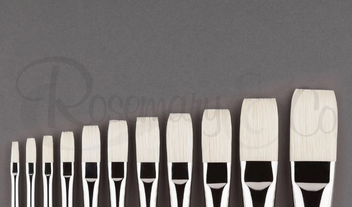 ROSEMARY & CO Series 2025 - Long Handle Brush - 100% Synthetic - Chungking Long Flat - Size 12 (24.8 x 38.6mm)