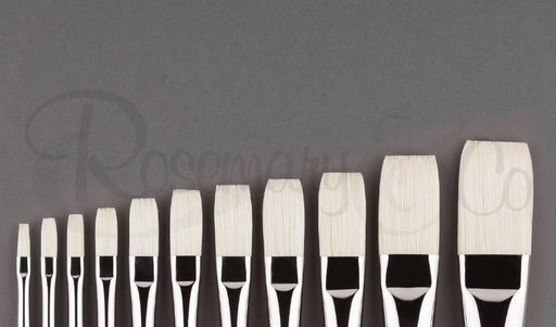 ROSEMARY & CO Series 2025 - Long Handle Brush - 100% Synthetic - Chungking Long Flat - Size 12 (24.8 x 38.6mm)