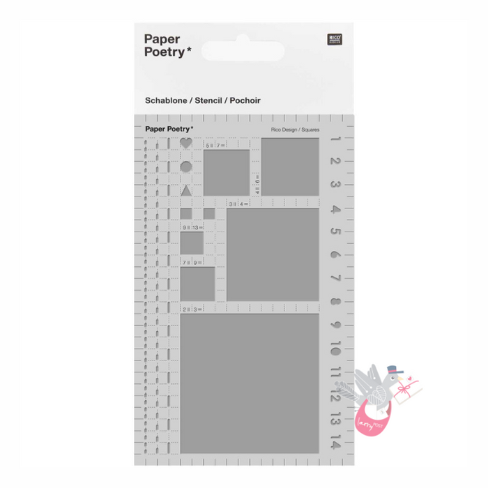 PAPER POETRY Journalling Stencil - Squares (9.5 x 15cm)
