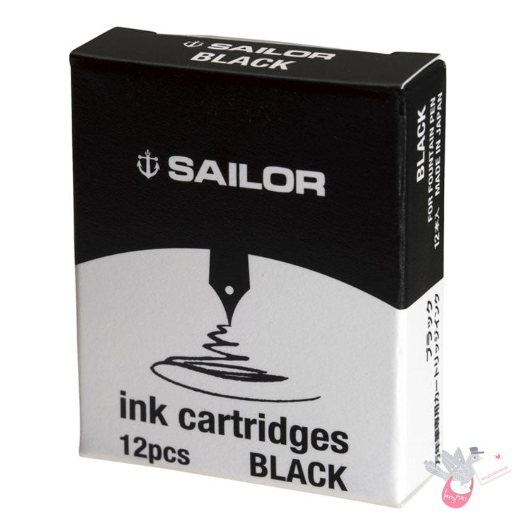 SAILOR Basic Ink Cartridges - Pack of 12 - Black