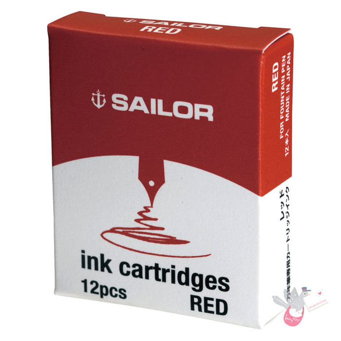 SAILOR Basic Ink Cartridges - Pack of 12 - Red