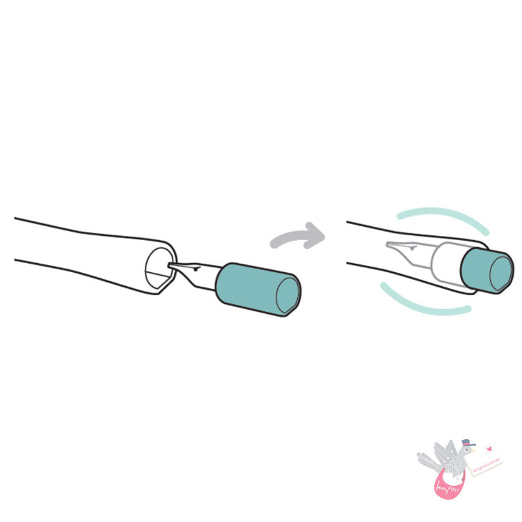 SAILOR Hocoro Dip Fountain Pen - Grey/Green - Set with two nibs - Rounded Fine/1.0mm Stub nibs