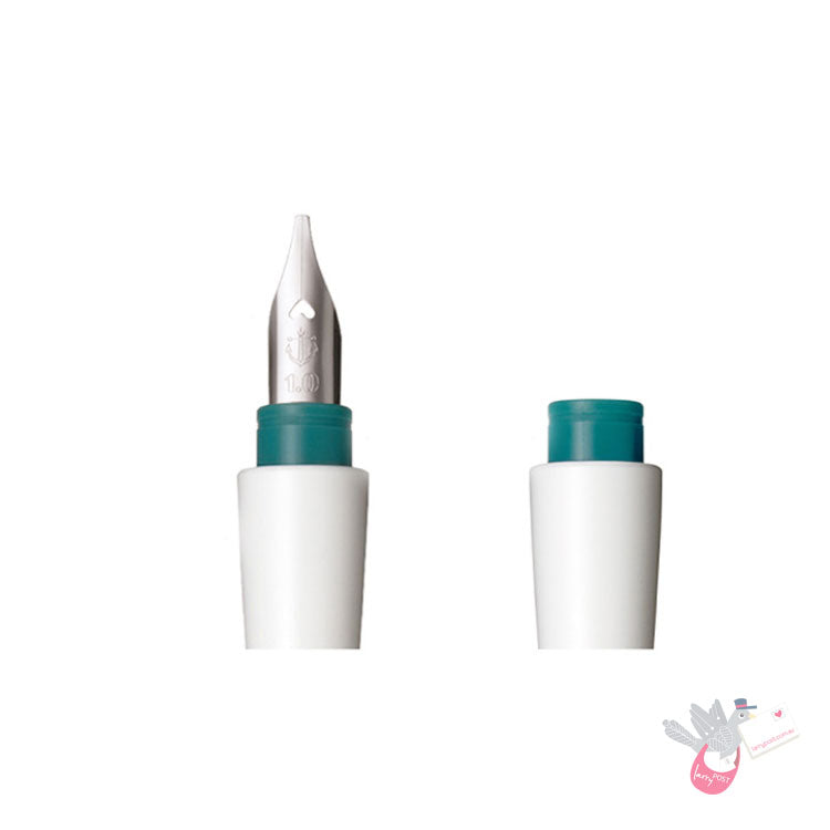 SAILOR Hocoro Dip Fountain Pen - White/Blue - Set with two nibs - Rounded Fine/1.0mm Stub nibs