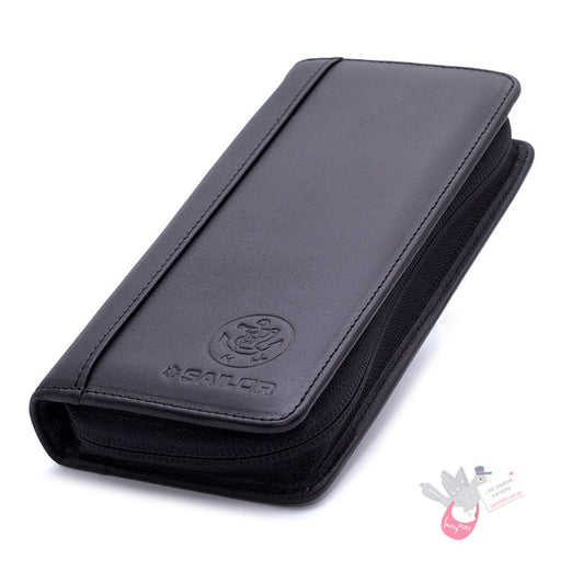 SAILOR Leather Pen Case - 3 Pens - Black