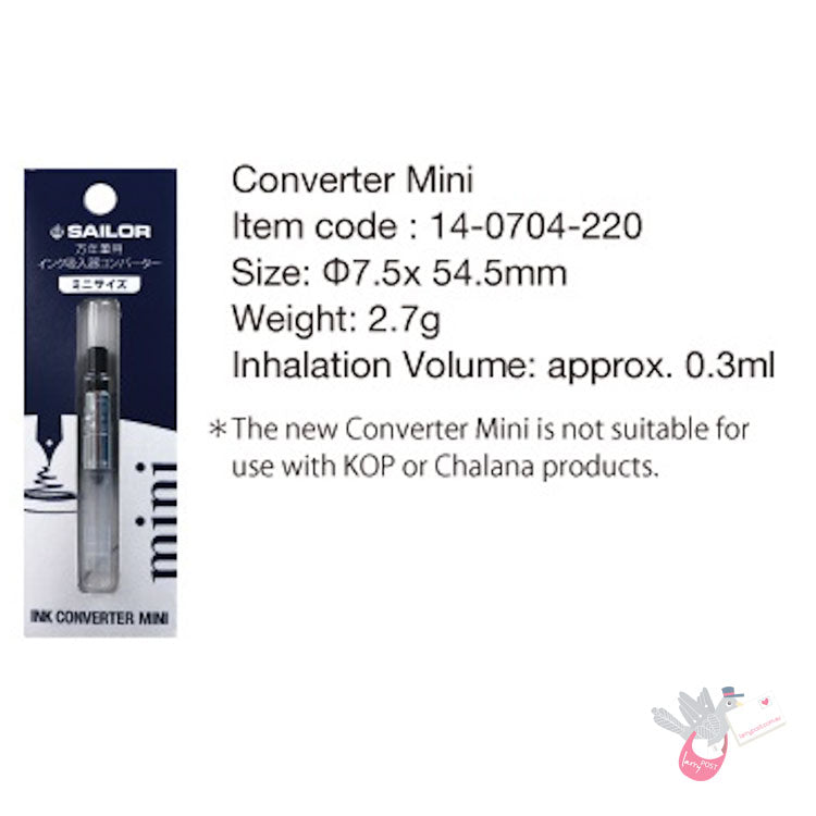 SAILOR Mini Converter for SAILOR Fountain Pens - Silver/Black
