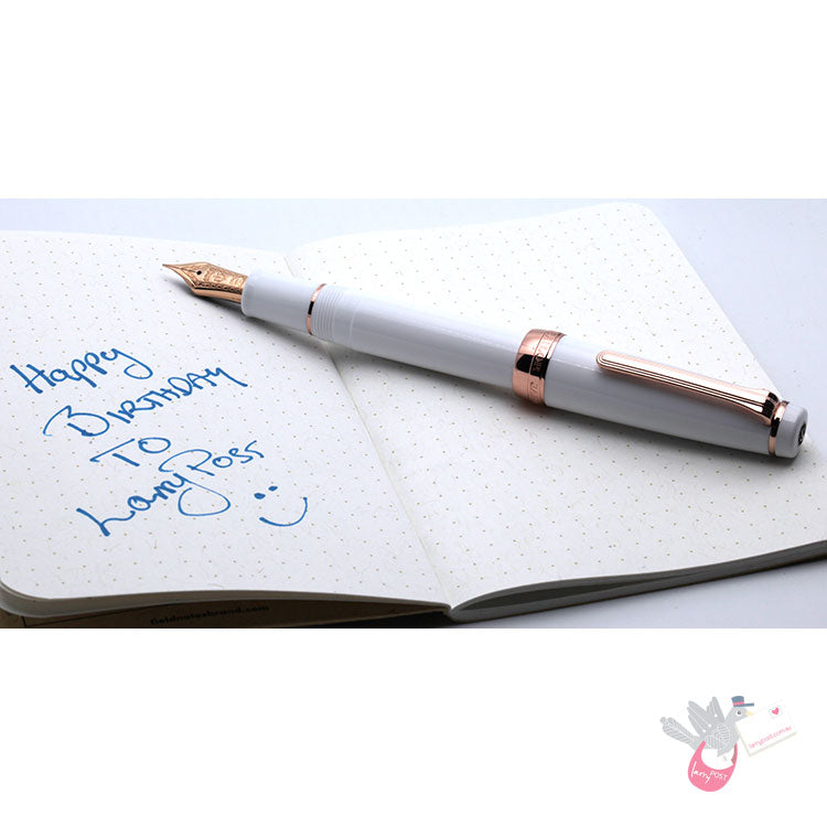 SAILOR Prof Gear Fountain Pen (21K Gold nib with rose gold plating & converter) - White with Rose Gold - Medium Fine Nib
