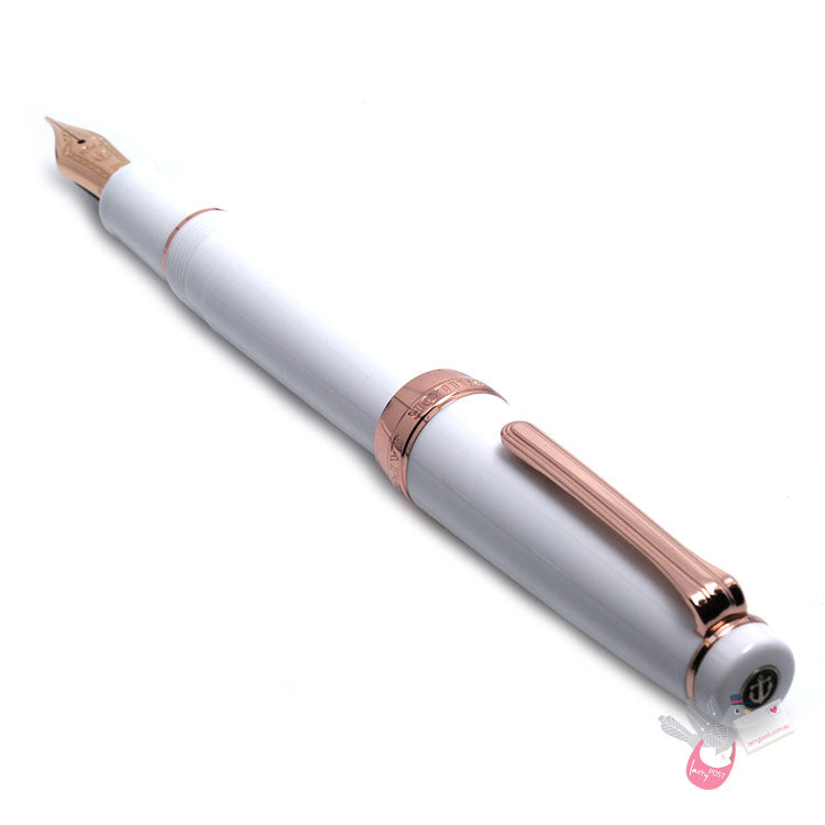 SAILOR Prof Gear Fountain Pen (21K Gold nib with rose gold plating & converter) - White with Rose Gold - Medium Fine Nib