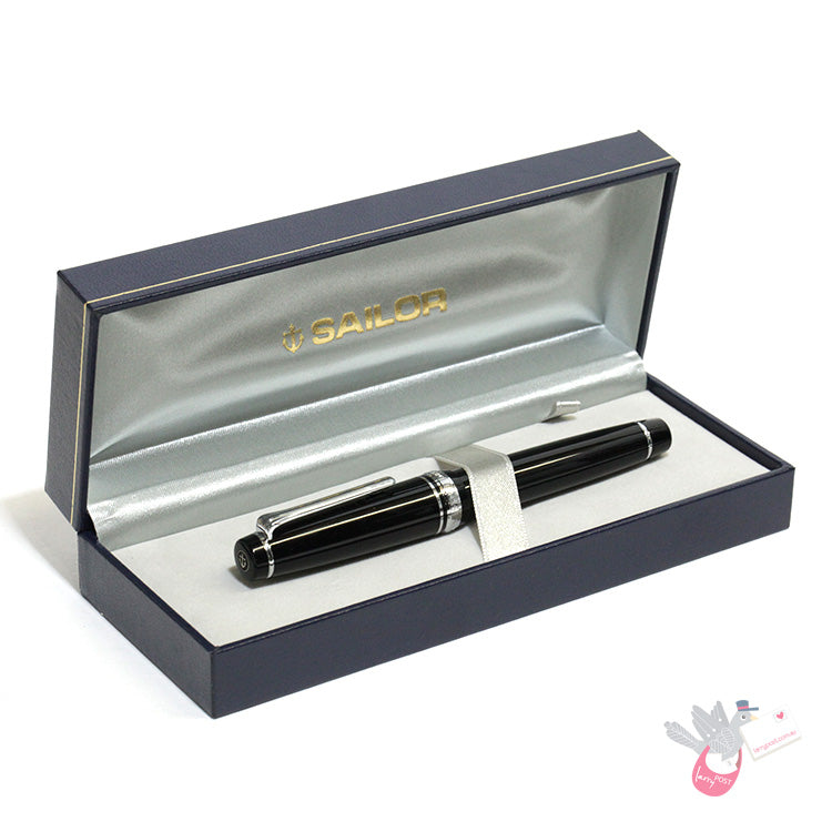 SAILOR Prof Gear (21k bigold nib & converter) - Black/Chrome - Broad Nib