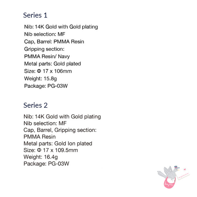 SAILOR Prof Gear Slim Mini - Series 2 - (14k gold nib, Mini converter) - Night Blue - Medium Fine Nib