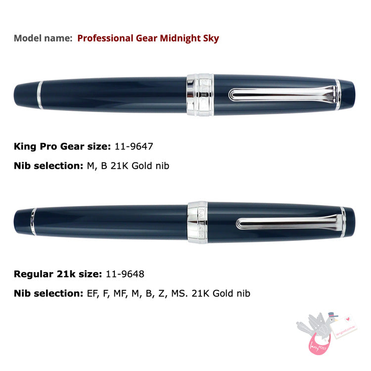 SAILOR Prof Gear - Pillow Book - (21k gold rhodium plated nib & converter) - Dark Blue/Rhodium - Broad Nib