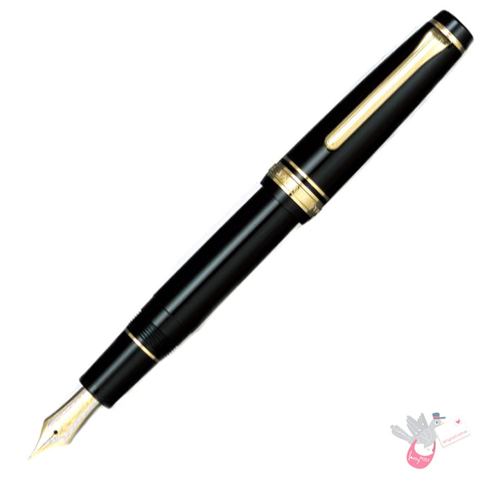 SAILOR Prof Gear (21k bigold rhodium plated nib & converter) - Black/Gold - Zoom Nib
