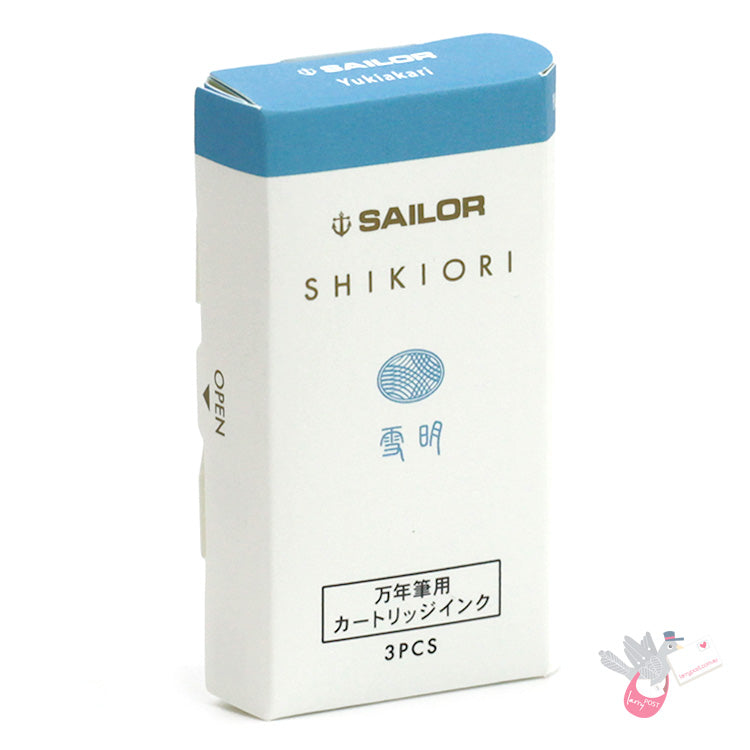 SAILOR SHIKIORI Fountain Pen Ink Cartridges - Pack of 3 - Yukiakari (Light Snow)