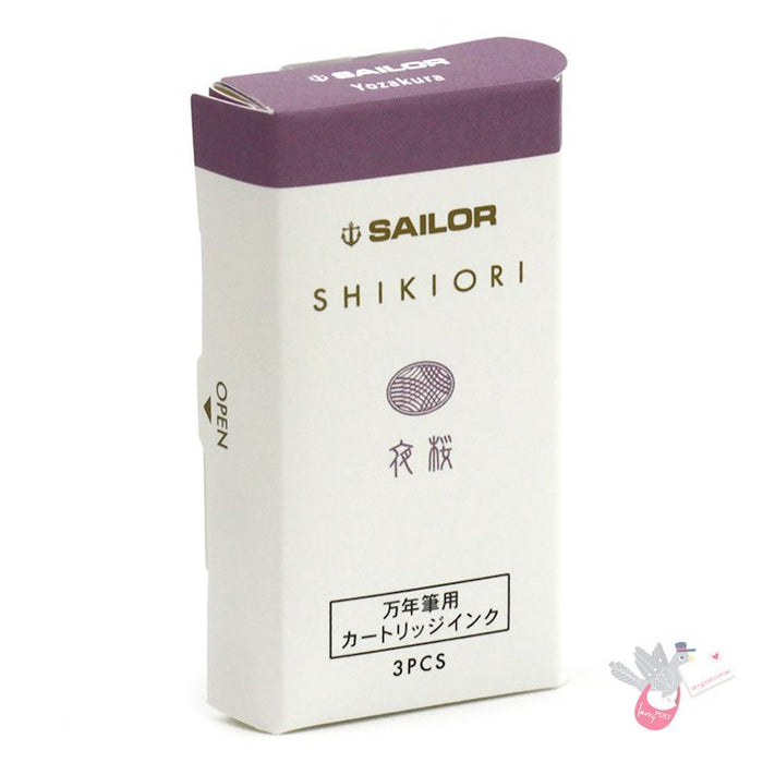 SAILOR SHIKIORI Fountain Pen Ink Cartridges - Pack of 3 - Yozakura (Night Cherry)