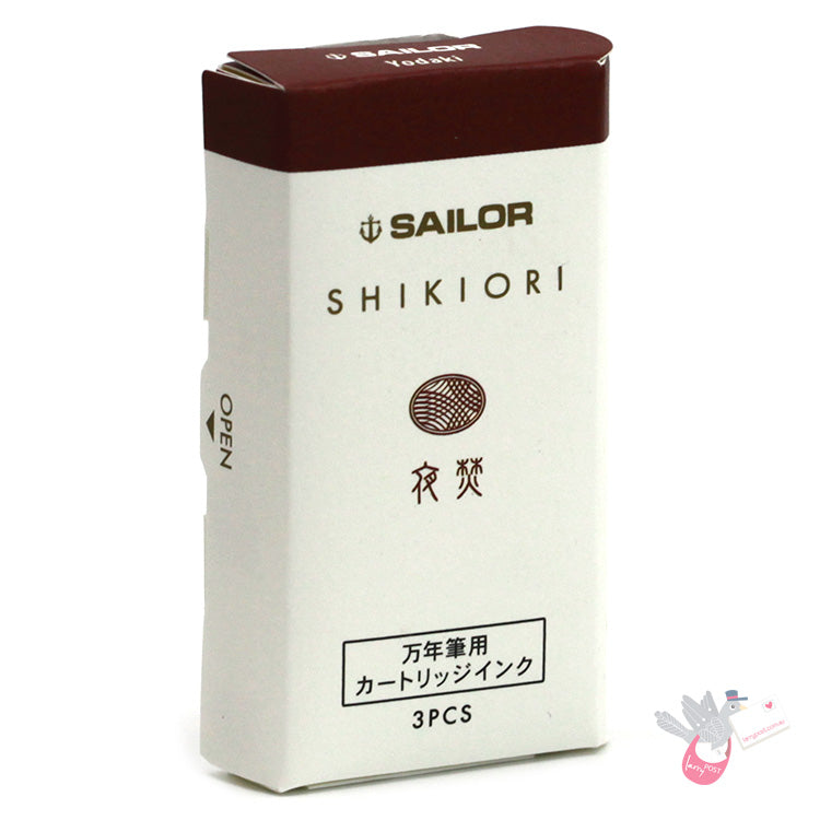 SAILOR SHIKIORI Fountain Pen Ink Cartridges - Pack of 3 - Yodaki (Summer Red)