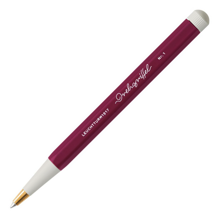 Drehgriffel No.1 Ballpoint Twist Pen - Royal Blue Ink (M) - Aluminium Barrel in Port Red