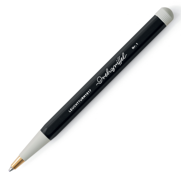 Drehgriffel No.1 Ballpoint Twist Pen - Royal Blue Ink (M) - Aluminium Barrel in Black