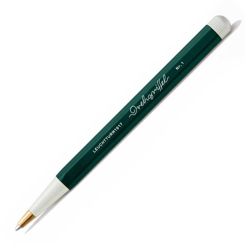 Drehgriffel No.1 Ballpoint Twist Pen - Royal Blue Ink (M) - Aluminium Barrel in Forest Green