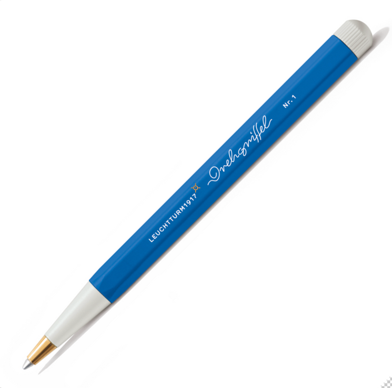 Drehgriffel No.1 Ballpoint Twist Pen - Royal Blue Ink (M) - Aluminium Barrel in Sky