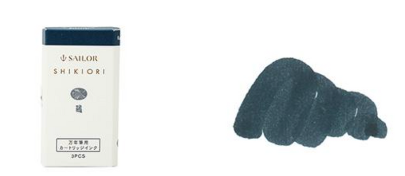 SAILOR SHIKIORI Fountain Pen Ink Cartridges - Pack of 3 - Kasasagi
