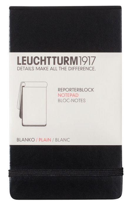 LEUCHTTURM1917 Classic Hard Cover - Notebook Reporter (A6) - Plain - Black