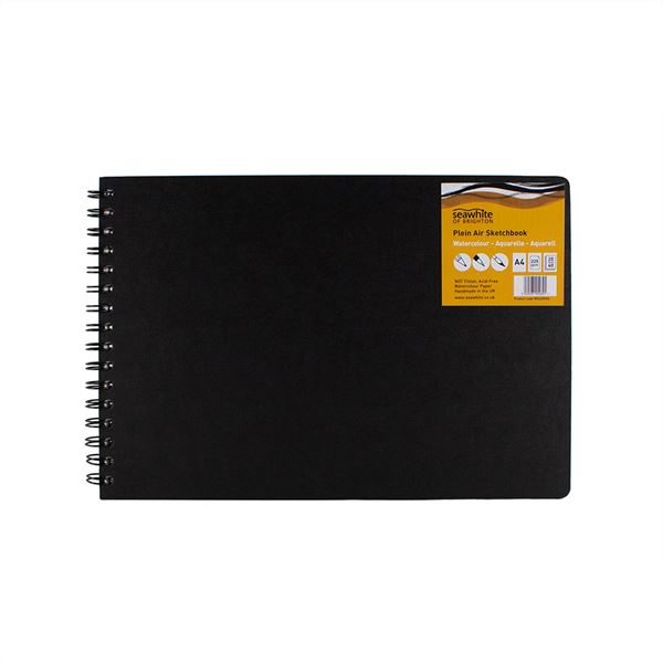 SEAWHITE OF BRIGHTON Spiral Watercolour Sketchbook (Black Cover) - 350gsm - 20 Sheets - A4