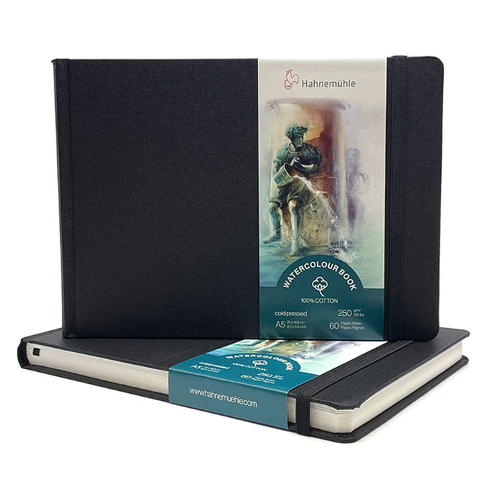 HAHNEMUEHLE 100% Cotton Watercolour Sketchbook - 250gsm - 60 pages - A5 Landscape