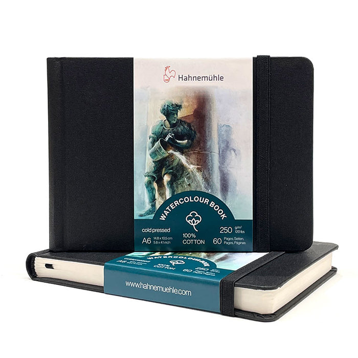 HAHNEMUEHLE 100% Cotton Watercolour Sketchbook - 250gsm - 60 pages - A6 Landscape