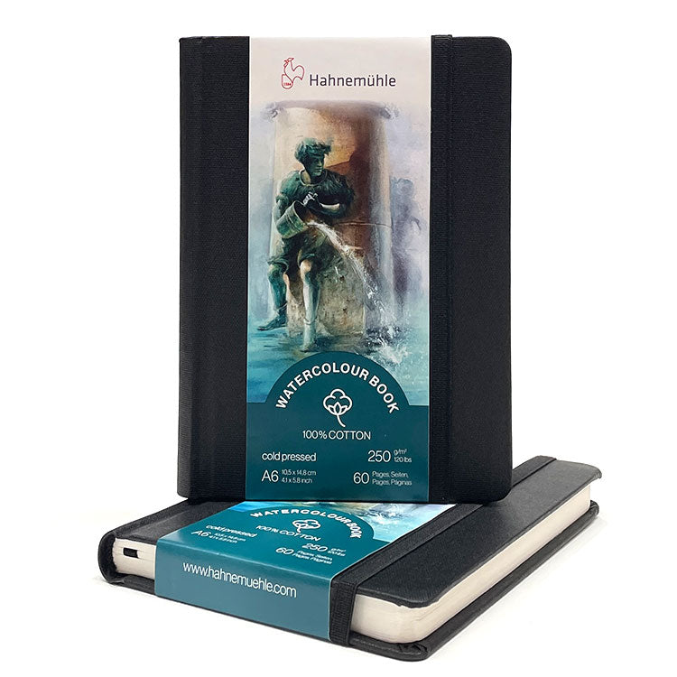 HAHNEMUEHLE 100% Cotton Watercolour Sketchbook - 250gsm - 60 pages - A6 Portrait