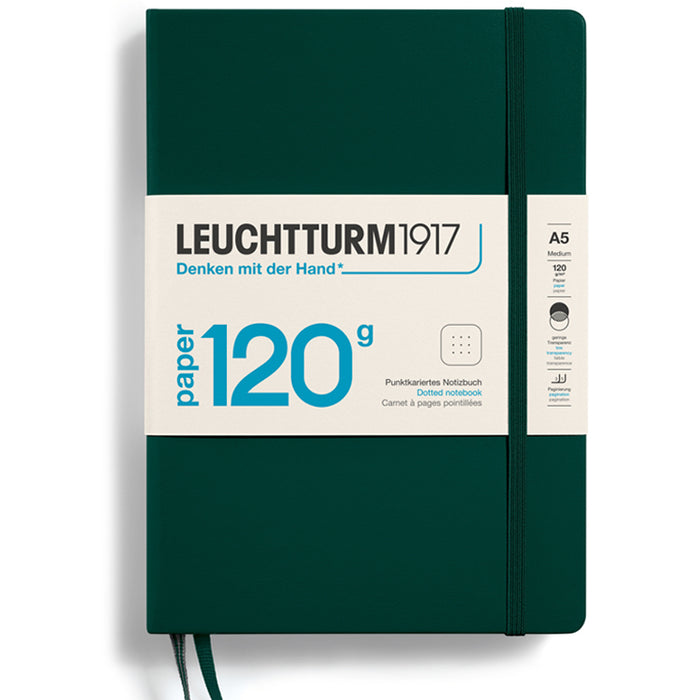 LEUCHTTURM1917 120gsm Classic Hard Cover Notebook - Medium (A5) - Dotted - Forest Green