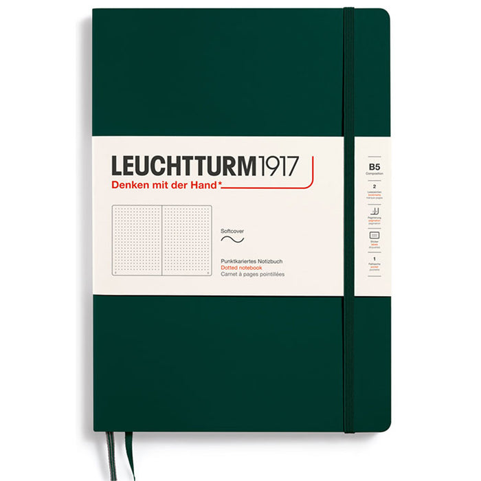 LEUCHTTURM1917 Composition Notebook Soft Cover - B5 - Dotted - Forest Green
