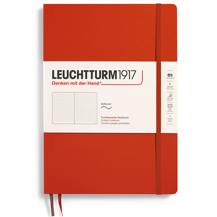 LEUCHTTURM1917 Composition Notebook Soft Cover - B5 - Dotted - Fox Red